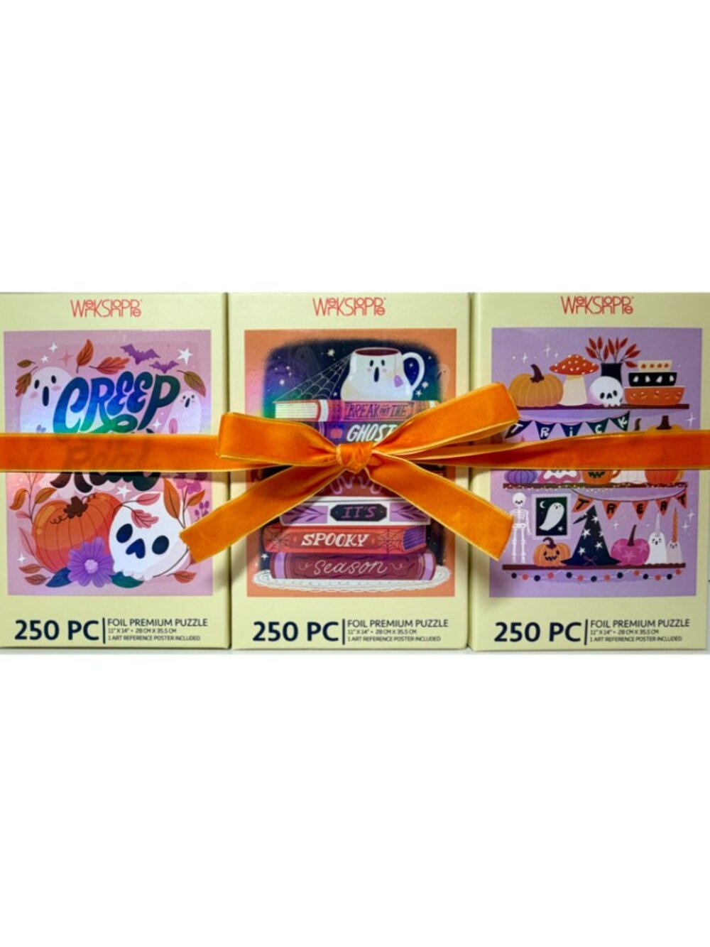 WerkShoppe Creep It Real Halloween Gift Set of 3 Foil Premium 250 Piece Puzzles